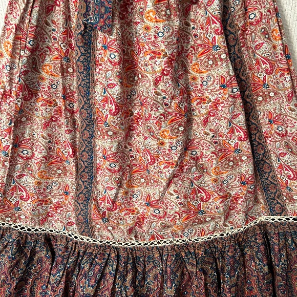 Haute Hippie Dress 6 New Pretty Paisley Flutter Sleeve Lace Trim Boho Hippy Midi - Picture 7 of 11